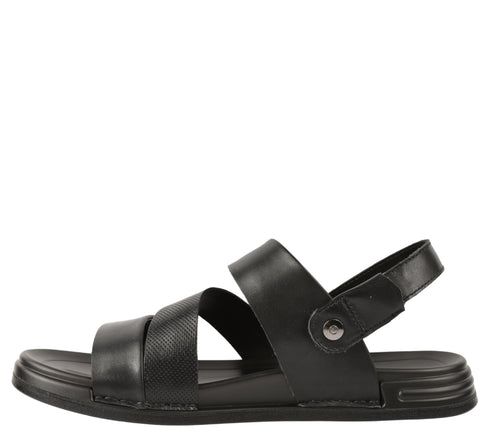 Sandale casual, barbati, MELS 2904, negru, piele naturala